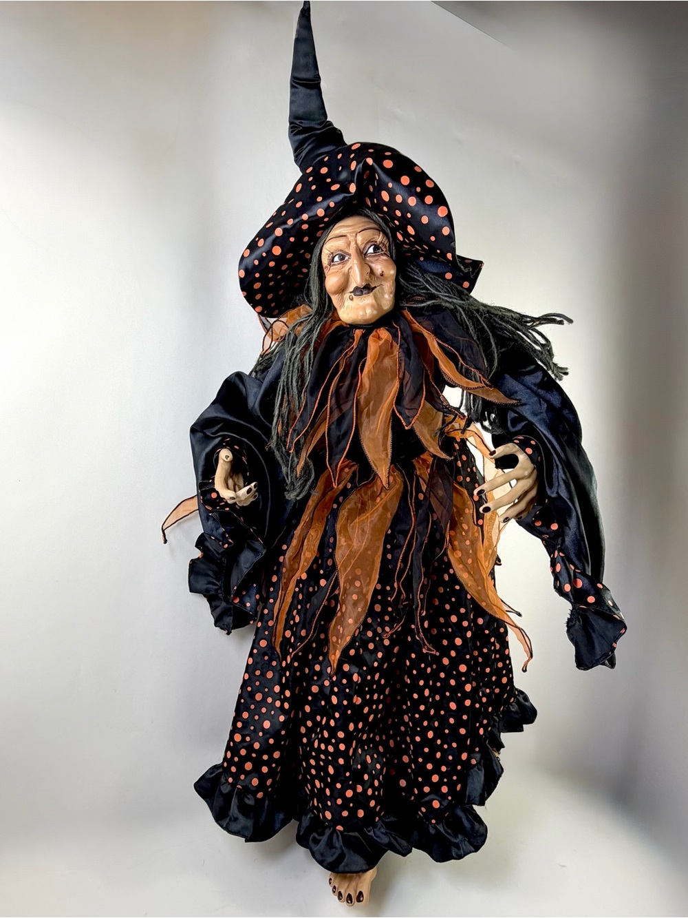 Vintage Halloween Witch 45” Poseable Hanging Shelf Sitter Xtra Large Decor